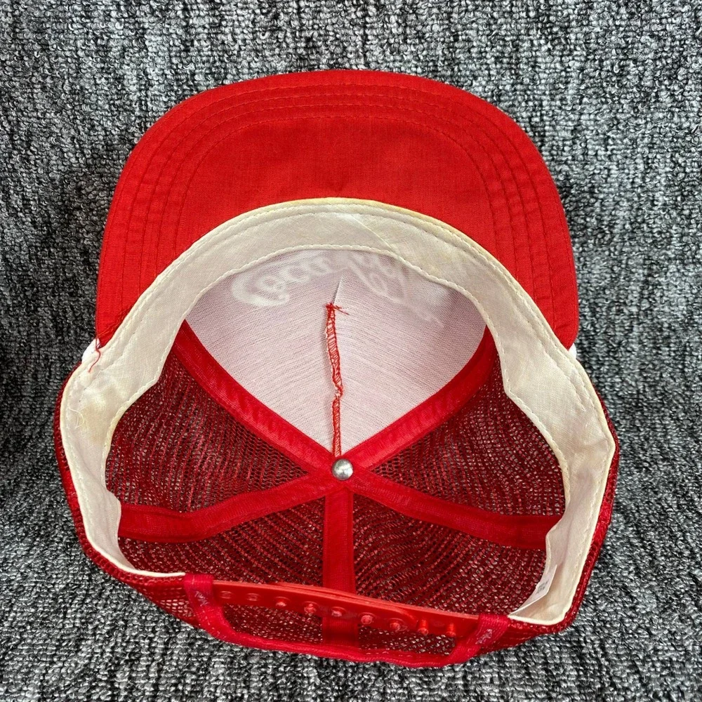 Vintage Coca Cola Trucker Hat Red Rope Mesh Snapback Cap Script Made In USA